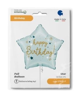 BALON GWIAZDKA HAPPY BIRTHDAY BŁĘKITNA 45cm BALON URODZINOWY NIEBIESKI