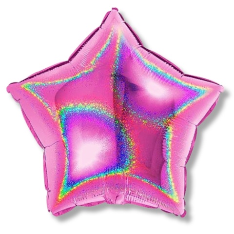 BALON FOLIOWY GWIAZDKA HOLO RÓŻOWA 45cm BALON GWIAZDA