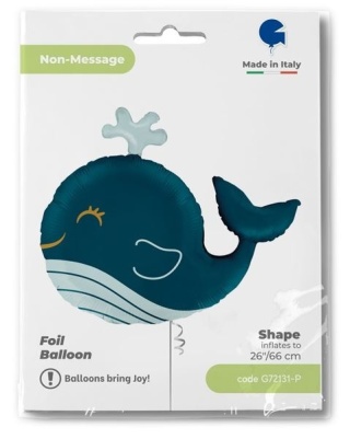 BALON FOLIOWY ZABAWNY WIELORYB 66cm BALON WIELORYB OCEAN PARTY
