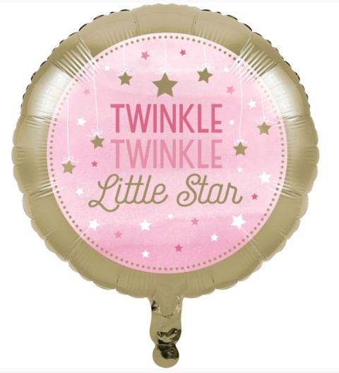 BALON FOLIOWY TWINKLE LITTLE STAR RÓŻ 45cm BALON DLA DZIECKA