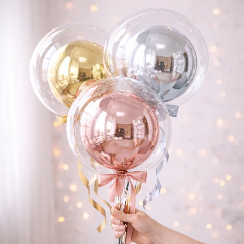 PRZEZROCZYSTY BALON FOLIOWY BOBO 24cale (60cm) BALON DO FLOWER BOXÓW