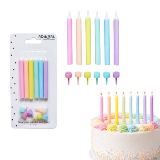 ŚWIECZKI URODZINOWE PASTELOWE 6szt. KOLOROWE ŚWIECZKI NA TORT