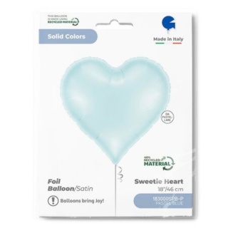 BALON FOLIOWY SERCE PASTEL BLUE SATIN 46cm BALON PASTELOWY BŁĘKITNY