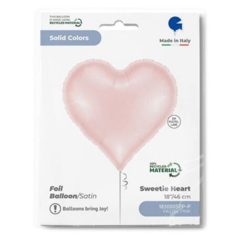 BALON FOLIOWY SERCE PASTEL PINK SATIN 46cm BALON PASTELOWY JASNY RÓŻ