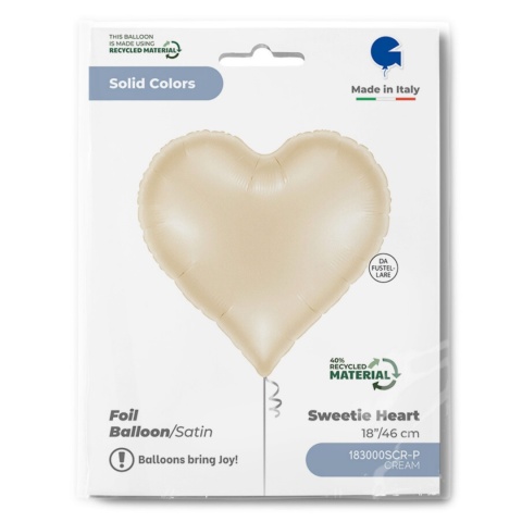 BALON FOLIOWY SERCE SATIN CREAM 46cm BALON KREMOWY SATYNA