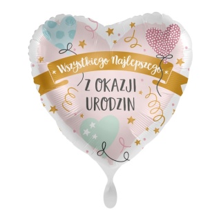 BALON URODZINOWY Z ŻYCZENIAMI 43cm BALON WSZYSTKIEGO NAJLEPSZEGO PASTEL