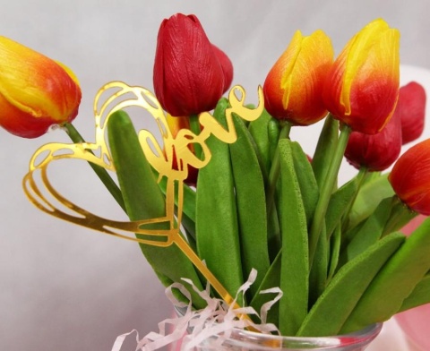 TOPPER AKRYLOWY LOVE ZŁOTY 13cm BŁYSZCZĄCY TOPPER LOVE