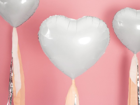 BALON FOLIOWY BIAŁE SERCE 60cm ŚLUB CHRZCINY KOMUNIA