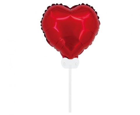 BALON CZERWONE SERCE NA PATYKU 26cm BALON SERCE NA WALENTYNKI