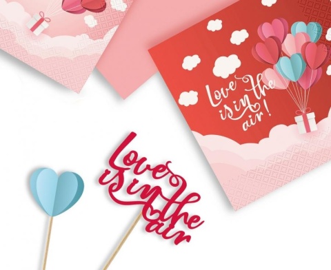 DEKORACJA PAPIEROWA NA PIKU 30cm LOVE IS IN THE AIR PIKKER