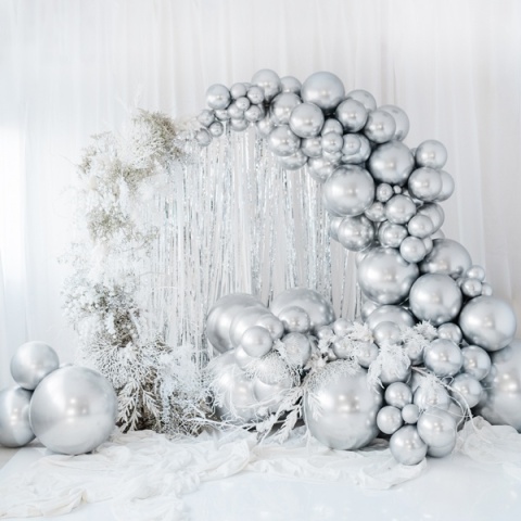 BALON LATEKSOWY GLOSSY 60cm SILVER 1szt.