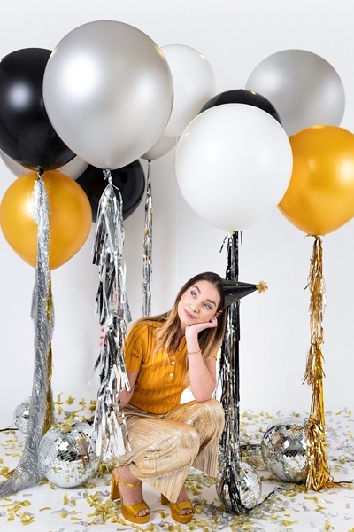 BALON LATEKSOWY JUMBO 60cm BLACK 1szt. DUŻY CZARNY BALON