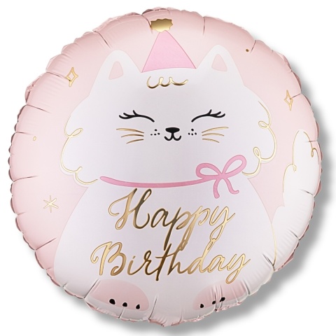 BALON URODZINOWY KOTEK 45cm BALON HAPPY BIRTHDAY