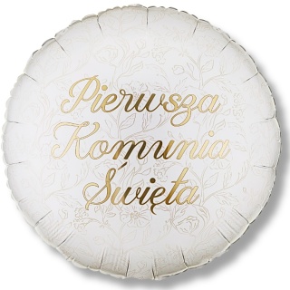 BALON NA KOMUNIĘ ZDOBIONY 45cm BALON NA PIERWSZĄ KOMUNIĘ ŚWIĘTĄ