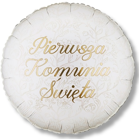 BALON NA KOMUNIĘ ZDOBIONY 45cm BALON NA PIERWSZĄ KOMUNIĘ ŚWIĘTĄ