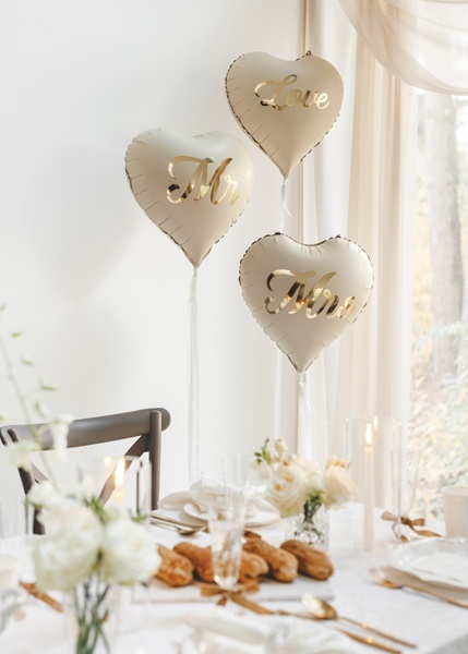 BEŻOWE SERCE LOVE 45cm BALON NA ŚLUB WALENTYNKI