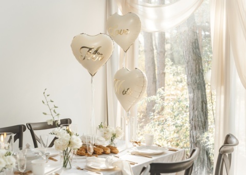 BEŻOWE SERCE LOVE 45cm BALON NA ŚLUB WALENTYNKI