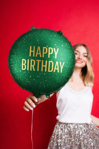 ZIELONY BALON URODZINOWY 45cm BALON HAPPY BIRTHDAY