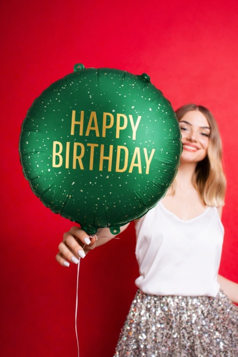 ZIELONY BALON URODZINOWY 45cm BALON HAPPY BIRTHDAY