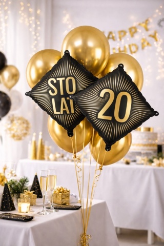 ELEGANCKI BALON NA 20 URODZINY 54cm BALON NA DWUDZIESTKĘ