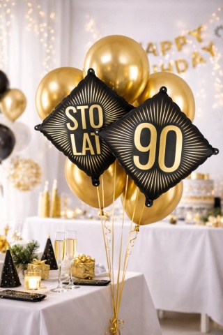 ELEGANCKI BALON NA 90 URODZINY 54cm BALON NA DZIEWIĘĆDZIESIĄTE