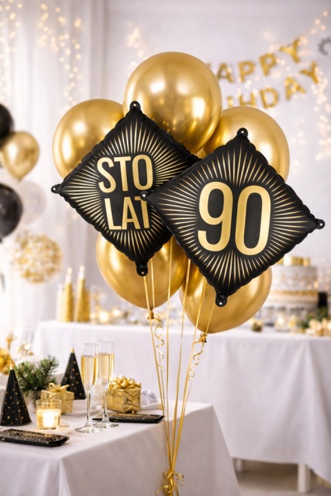 ELEGANCKI BALON NA 90 URODZINY 54cm BALON NA DZIEWIĘĆDZIESIĄTE