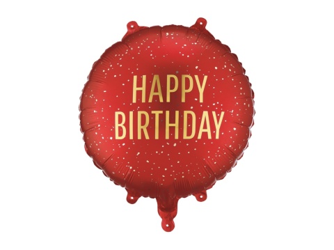 CZERWONY BALON URODZINOWY 45cm BALON HAPPY BIRTHDAY