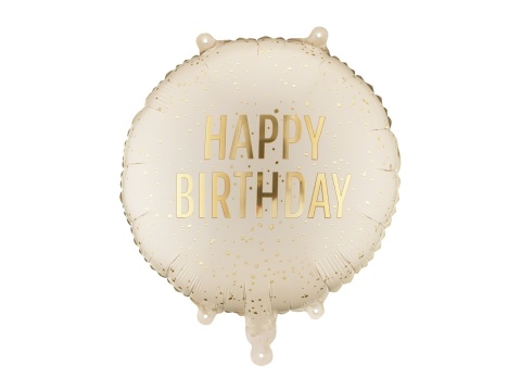 BEŻOWY BALON URODZINOWY 45cm BALON HAPPY BIRTHDAY