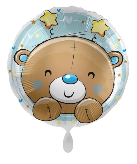 BALON FOLIOWY MIŚ NIEBIESKI 43cm BALON NA NARODZINY BABY SHOWER