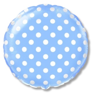 BALON PASTYLKA NIEBIESKA W KROPKI 45cm BALON NA BABY SHOWER
