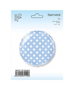 BALON PASTYLKA NIEBIESKA W KROPKI 45cm BALON NA BABY SHOWER