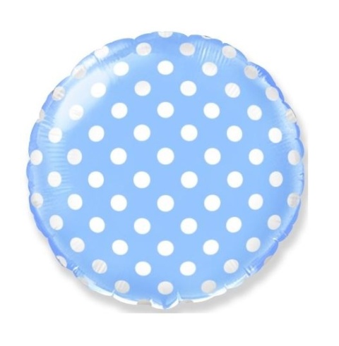 BALON PASTYLKA NIEBIESKA W KROPKI 45cm BALON NA BABY SHOWER