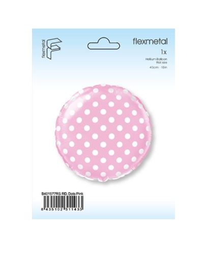 BALON PASTYLKA RÓŻOWA W KROPKI 45cm BALON NA BABY SHOWER