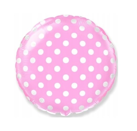 BALON PASTYLKA RÓŻOWA W KROPKI 45cm BALON NA BABY SHOWER