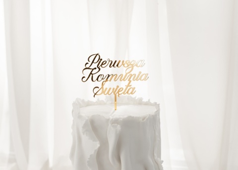 TOPPER AKRYLOWY NA KOMUNIĘ 16cm BŁYSZCZĄCY TOPPER PIERWSZA KOMUNIA ŚWIĘTA