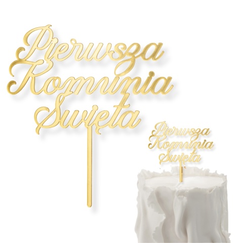 TOPPER AKRYLOWY NA KOMUNIĘ 16cm BŁYSZCZĄCY TOPPER PIERWSZA KOMUNIA ŚWIĘTA