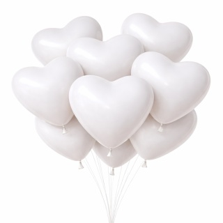 100s BALONY SERCA BIAŁE 28cm 50szt. BALON SERCE