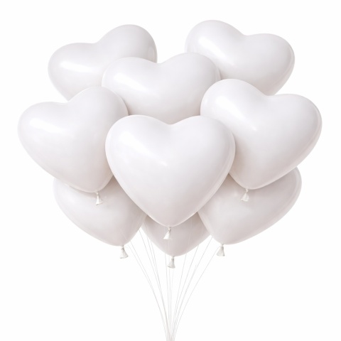 100s BALONY SERCA BIAŁE 28cm 50szt. BALON SERCE